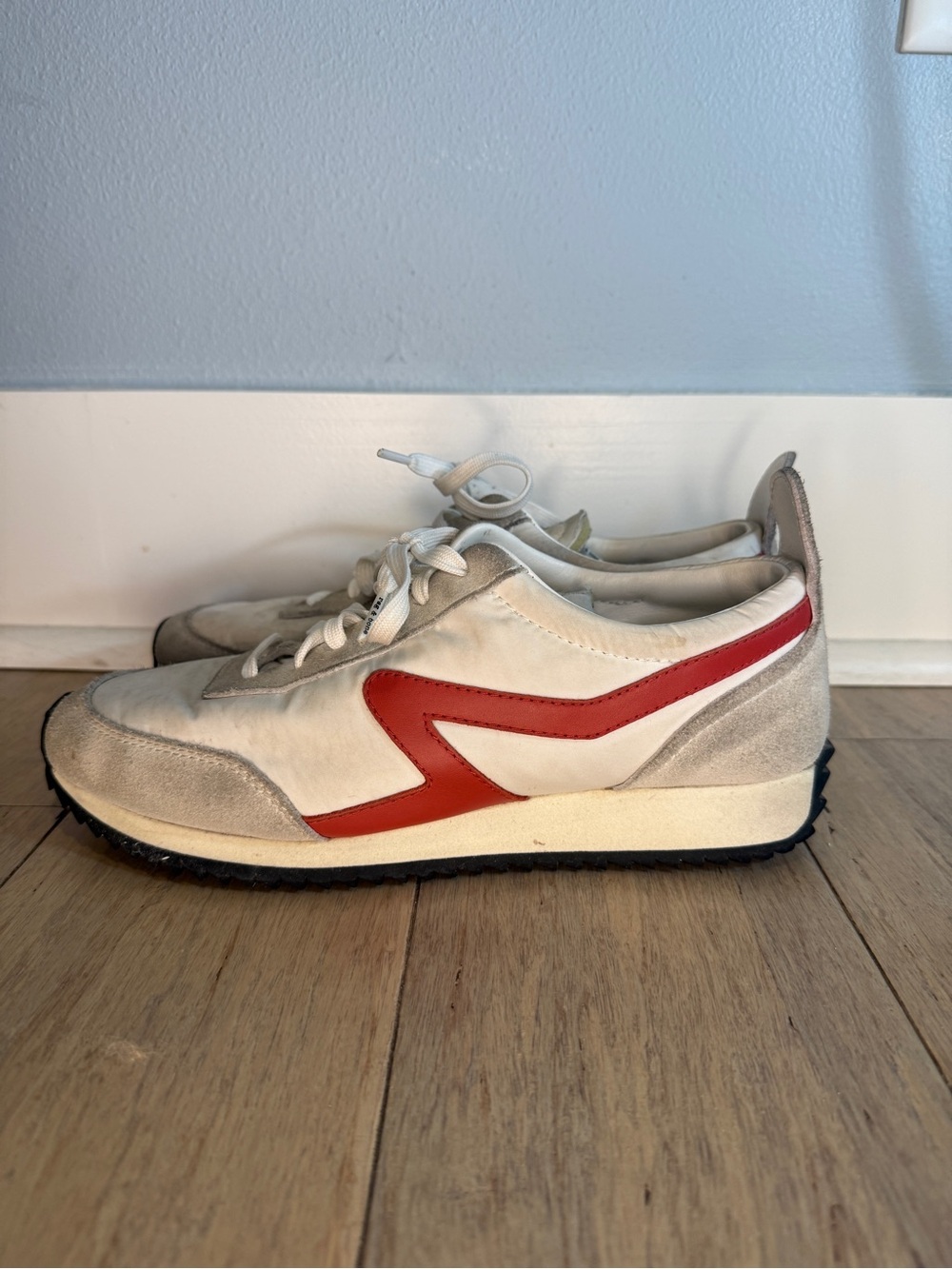 rag & bone Retro Runner Sneakers Red White Gray Suede Chunky 39.5